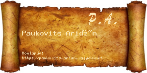 Paukovits Arián névjegykártya